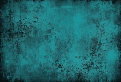 The primary subject of the image is a blue wall with a textured, graffiti-like appearance. The setting is a room with a blue background, and the visual style is a combination of a photo and digital art. The dominant colors are blue and gray, creating a calm and soothing atmosphere.
