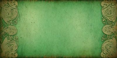 The primary subject of the image is a green wall with a texture that resembles a wallpaper. The setting is a room with a green background. The visual style is a combination of a photo and a drawing, giving the image a unique and artistic appearance. The colors and mood are predominantly green, creating a calm and soothing atmosphere.
