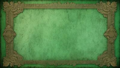 The primary subject of the image is a green frame with a green background. The setting is a green background, and the visual style is a digital art or illustration. The colors and mood are predominantly green, creating a calm and serene atmosphere.