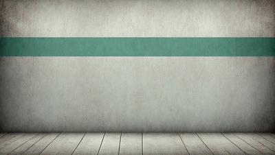 The primary subject of the image is a white wall with a green stripe. The setting is a room with a wooden floor. The visual style is a photo, and the colors and mood are predominantly white and neutral, with a touch of green from the stripe.