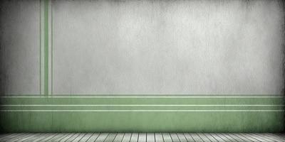 The primary subject of the image is a green wall with a white background. The setting is a room with a wooden floor. The visual style is a photo, and the colors and mood are predominantly green and white, creating a calm and serene atmosphere.