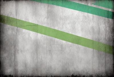 The primary subject of the image is a wall with a green and white striped pattern. The setting is a room with a white wall, and the visual style is a combination of a photo and digital art. The colors and mood of the image are predominantly green and white, creating a clean and fresh atmosphere.