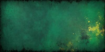 The primary subject of the image is a green background with yellow and gold splatters. The setting appears to be a painting or a digital artwork, as the colors and mood suggest a creative and artistic atmosphere. The visual style is a mix of digital art and painting, with the yellow and gold splatters adding a unique touch to the overall composition.