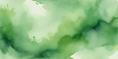 The primary subject of the image is a green cloudy sky. The setting is a cloudy day, and the visual style is a watercolor painting. The colors and mood of the image are predominantly green, creating a serene and calming atmosphere.