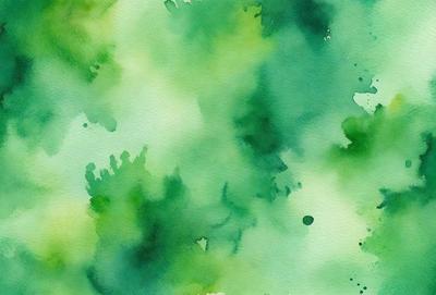 The primary subject of the image is a green plant with a watercolor-like appearance. The setting is a watercolor painting, which gives the scene a vibrant and artistic feel. The visual style is a mix of digital art and traditional watercolor painting, creating a unique and captivating image. The dominant colors are green and blue, giving the painting a lively and fresh atmosphere.