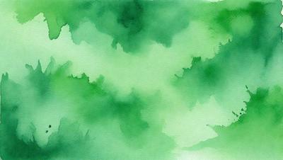 The primary subject of the image is a green leafy plant. The setting is a green background, which creates a natural and vibrant atmosphere. The visual style is a watercolor painting, giving the image a unique and artistic appearance. The colors and mood are predominantly green, which adds to the overall serene and calming ambiance of the scene.