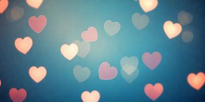 The primary subject of the image is a collection of hearts floating in the air. The hearts are of various sizes and are scattered throughout the scene. The setting is a blue background, which adds a sense of depth and contrast to the image. The visual style is a combination of digital art and illustration, creating a vibrant and lively atmosphere. The dominant colors are pink and blue, which evoke feelings of love and warmth.