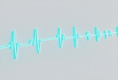 The primary subject of the image is a neon green heartbeat line. The setting is a white background, which provides a clean and minimalist appearance. The visual style is digital art, as the heartbeat line is created using a computer-generated design. The colors and mood of the image are predominantly green, giving it a calm and soothing atmosphere.