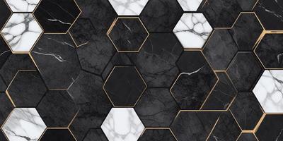 The primary subject of the image is a black and white marble pattern. The setting is a black and white marble wall, which serves as the background. The visual style is a close-up of the marble pattern, showcasing the intricate details of the design. The colors and mood of the image are predominantly black and white, giving it a classic and elegant appearance.