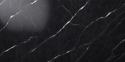 The primary subject of the image is a black and white marble tile. The setting is a dark room, and the visual style is a close-up of the tile. The colors and mood of the image are predominantly dark, with the black and white marble tile being the main focus.