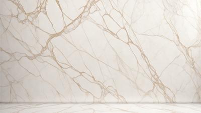 The primary subject of the image is a marble wall with a patterned texture. The setting is a room with a white background. The visual style is a photo of the marble wall. The dominant colors are white and beige, creating a clean and elegant atmosphere.