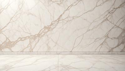 The primary subject of the image is a marble wall with a white and brown color scheme. The setting is a bathroom, with the marble wall serving as the backdrop. The visual style is a photo, capturing the natural texture and patterns of the marble. The colors and mood of the image are predominantly white and brown, creating a clean and elegant atmosphere.