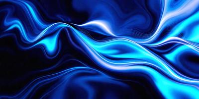 The primary subject of the image is a blue ocean with waves. The setting is a dark blue background, which creates a contrast with the blue ocean. The visual style is a digital art or illustration, as the waves are depicted in a fluid and dynamic manner. The dominant colors are blue, creating a calm and serene atmosphere.