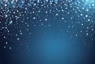 The primary subject of the image is a blue sky filled with stars. The setting is a nighttime sky, and the visual style is a photo. The dominant colors are blue and white, creating a serene and peaceful atmosphere.
