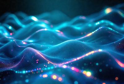 The primary subject of the image is a blue and purple wave pattern, which appears to be a digital art or illustration. The setting is a dark background, which contrasts with the vibrant colors of the wave pattern. The visual style suggests a modern and creative approach to art, with the use of digital tools to create intricate and visually appealing designs. The dominant colors in the image are blue and purple, which evoke a sense of calmness and tranquility.