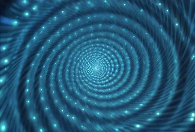 The primary subject of the image is a spiral pattern, which is the main object, scene, or focus of the image. The spiral pattern is set against a blue background, creating a visually striking and vibrant scene. The spiral pattern is depicted in a digital art style, giving it a modern and futuristic appearance. The dominant colors in the image are blue and white, which contribute to a calm and serene atmosphere.