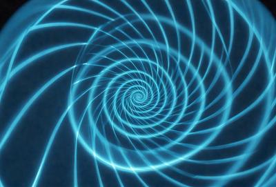 The primary subject of the image is a spiral pattern, which is the main object, scene, or focus of the image. The spiral pattern is set against a blue background, creating a visually striking contrast. The spiral pattern is depicted in a digital art style, giving it a modern and futuristic appearance. The overall atmosphere of the image is one of intrigue and fascination, as the viewer is drawn into the depths of the spiral pattern.