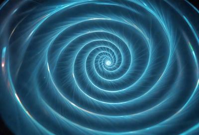 The primary subject of the image is a spiral pattern, which is the main object, scene, or focus of the image. The spiral pattern is set against a blue background, creating a visually striking contrast. The spiral pattern is depicted in a digital art style, giving it a modern and unique appearance. The overall atmosphere of the image is vibrant and dynamic, with the spiral pattern serving as the central point of interest.