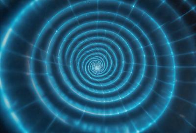 The primary subject of the image is a spiral pattern, which is the main object, scene, or focus of the image. The spiral pattern is set against a blue background, creating a visually striking and vibrant scene. The spiral pattern is a digital art piece, showcasing the artist's skill in creating intricate and detailed designs. The overall atmosphere of the image is dynamic and engaging, with the blue color palette adding a sense of depth and energy to the composition.
