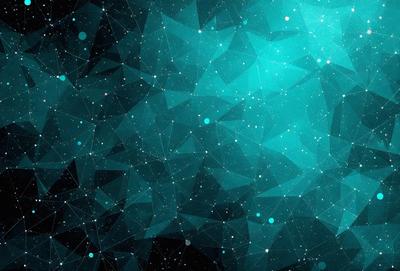 The primary subject of the image is a blue and white geometric pattern, which is the main object, scene, or focus of the image. The setting or background is a dark blue space, which adds to the overall atmosphere. The visual style of the image is digital art, as it is a computer-generated pattern. The dominant colors are blue and white, creating a calm and serene mood.
