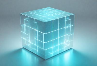 The primary subject of the image is a blue, three-dimensional cube. The cube is illuminated by a blue light, giving it a futuristic and modern appearance. The setting is a blue background, which complements the blue light and adds to the overall visual style. The image is a digital art piece, showcasing the artist's creativity and skill in designing and rendering the cube. The colors and mood of the image are predominantly blue, creating a sense of calmness and sophistication.