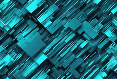 The primary subject of the image is a blue and green geometric pattern. The setting is a blue and green background, which creates a visually appealing contrast with the pattern. The visual style is a combination of digital art and illustration, giving the image a modern and artistic appearance. The dominant colors are blue and green, which evoke a sense of calmness and tranquility.