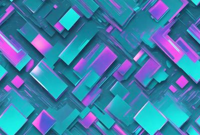 The primary subject of the image is a colorful, abstract pattern made up of various shapes and colors. The setting is a blue background, which complements the vibrant colors of the pattern. The visual style is a mix of digital art and illustration, creating a unique and eye-catching design. The dominant colors are blue, green, and purple, giving the pattern a lively and energetic atmosphere.