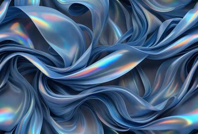 The primary subject of the image is a blue and white flowing pattern, which appears to be a digital art or illustration. The setting is a blue background, and the visual style suggests that it is a digital artwork. The colors and mood of the image are predominantly blue and white, creating a sense of calmness and tranquility.