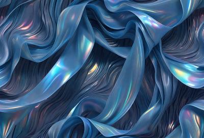The primary subject of the image is a blue, swirling, and flowing pattern. The setting is a blue background, and the visual style appears to be a digital art or illustration. The dominant colors are blue and purple, creating a serene and calming atmosphere.