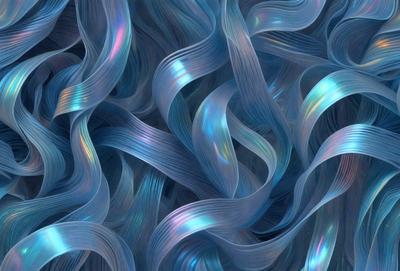 The primary subject of the image is a blue, purple, and white swirl pattern. The setting is a blue background, and the visual style appears to be a digital art or illustration. The colors and mood of the image are predominantly blue and purple, creating a serene and calming atmosphere.