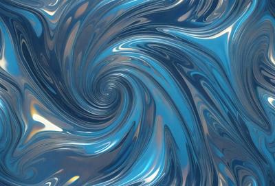The primary subject of the image is a spiral pattern, which is a blue and white design. The setting is a blue background, and the visual style appears to be a digital art or illustration. The dominant colors in the image are blue and white, creating a calm and soothing atmosphere.