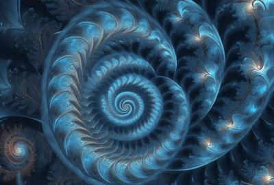 The primary subject of the image is a spiral pattern, which is the main object, scene, or focus of the image. The spiral pattern is set against a blue background, giving it a vibrant and lively appearance. The visual style of the image is digital art, as it is a computer-generated design. The dominant colors in the image are blue and white, creating a sense of depth and contrast. The overall atmosphere of the image is dynamic and engaging, with the spiral pattern serving as the central point of interest