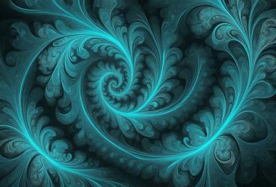 The primary subject of the image is a blue spiral pattern, which is the main object, scene, or focus of the image. The setting or background features a blue and green swirling pattern, which adds to the overall visual style. The image is a digital art or illustration, showcasing the artist's creativity and skill in designing intricate patterns. The dominant colors in the image are blue and green, creating a calming and serene atmosphere.