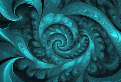 The primary subject of the image is a blue spiral pattern, which is the main object, scene, or focus of the image. The setting or background features a blue and green swirling pattern, which adds to the overall visual style. The image is a digital art or illustration, showcasing the artist's creativity and skill in designing intricate patterns. The dominant colors in the image are blue and green, creating a calming and serene atmosphere.