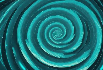 The primary subject of the image is a spiral pattern, which is a blue and white swirl. The setting is a blue background, and the visual style appears to be a digital art or illustration. The dominant colors are blue and white, creating a calm and soothing atmosphere.