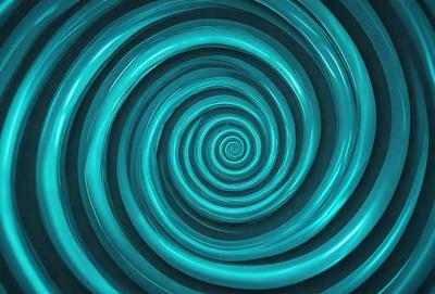The primary subject of the image is a spiral pattern, which is a blue and white swirl. The setting is a dark background, which contrasts with the spiral pattern. The visual style is a digital art or illustration, as the spiral pattern appears to be a part of a larger design. The colors and mood of the image are predominantly blue and white, creating a sense of movement and dynamism.