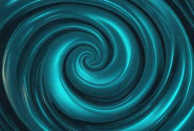The primary subject of the image is a spiral-shaped blue object, which appears to be a piece of art or a decorative item. The setting is a dark background, which contrasts with the blue spiral. The visual style is a close-up of the spiral, showcasing its intricate design. The colors and mood of the image are predominantly blue, creating a sense of calmness and tranquility.