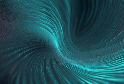 The primary subject of the image is a blue, swirling pattern that resembles a spiral or a wave. The setting is a dark background, which contrasts with the bright blue color of the pattern. The visual style appears to be a digital art or illustration, as the blue swirl is the main focus of the image. The colors and mood of the image are predominantly blue, creating a sense of depth and tranquility.