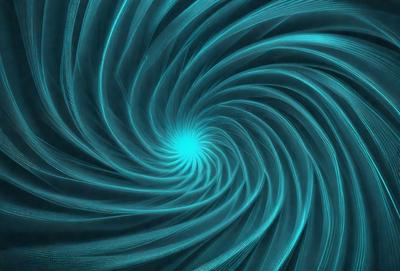 The primary subject of the image is a spiral pattern, which is a blue and white swirl. The setting is a dark background, which contrasts with the spiral pattern. The visual style is a digital art or illustration, as the spiral pattern appears to be a digital creation. The colors and mood of the image are predominantly blue and white, giving it a calm and soothing atmosphere.