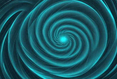 The primary subject of the image is a spiral pattern, which is a blue swirl. The setting is a blue background, and the visual style appears to be a digital art or illustration. The dominant colors are blue and purple, creating a calm and soothing atmosphere.