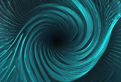 The primary subject of the image is a spiral or vortex, which is a large, swirling, and curved structure. The setting is a dark, blue-toned environment, which adds a sense of depth and mystery to the scene. The visual style of the image is a combination of photo and digital art, creating a unique and captivating visual experience. The dominant colors in the image are blue and black, which contribute to the overall mood of the scene, evoking a sense of mystery and intrigue.
