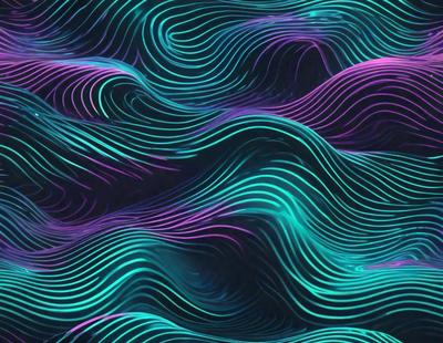 The primary subject of the image is a vibrant, colorful, and abstract design featuring a mix of purple, blue, and green hues. The setting is a digital artwork or illustration, showcasing a pattern or texture that resembles a wave or a flowing water. The visual style is a combination of digital art and illustration, creating a unique and eye-catching design. The colors and mood of the image are lively and energetic, with the purple, blue, and green
