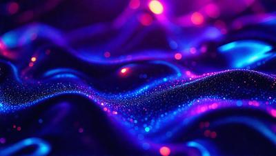 The primary subject of the image is a purple, blue, and white swirling pattern. The setting is a purple background, and the visual style appears to be a digital art or illustration. The dominant colors in the image are purple, blue, and white, creating a vibrant and lively atmosphere.