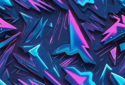 The primary subject of the image is a colorful, abstract design featuring a mix of blue, pink, and purple hues. The setting is a space-themed background, which adds to the overall visual style. The design appears to be a digital art or illustration, showcasing a unique and creative pattern. The colors and mood of the image are vibrant and energetic, creating a lively and engaging atmosphere.