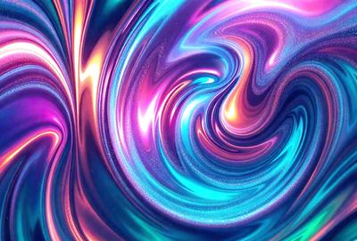 The primary subject of the image is a swirling, colorful pattern that resembles a kaleidoscope. The setting is a blue and purple background, which adds to the vibrant and lively atmosphere of the scene. The visual style is a combination of digital art and illustration, creating a dynamic and eye-catching design. The colors and mood of the image are predominantly blue and purple, with a touch of pink, giving it a calming and soothing effect.