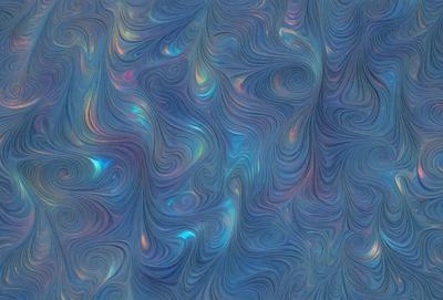 The primary subject of the image is a blue and purple patterned wallpaper. The setting is a room with a blue and purple color scheme. The visual style is a digital art or illustration, creating a unique and vibrant atmosphere. The dominant colors are blue and purple, giving the room a calm and soothing ambiance.