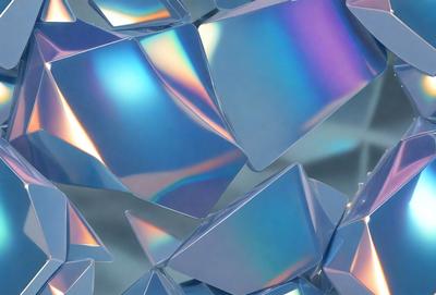 The primary subject of the image is a collection of blue and purple glass pieces, which are arranged in a visually appealing manner. The setting is a blue background, which provides a contrasting and complementary color to the glass pieces. The visual style of the image is a combination of digital art and illustration, as the glass pieces are arranged in a pattern that resembles a mosaic. The colors and mood of the image are predominantly blue and purple, creating a serene and calming atmosphere.