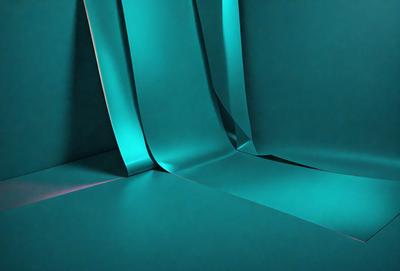 The primary subject of the image is a blue wall with a pattern of blue and green stripes. The setting is a room with a blue background, and the visual style appears to be a digital art or illustration. The dominant colors in the image are blue and green, creating a calm and soothing atmosphere.