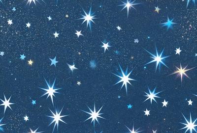The primary subject of the image is a night sky filled with stars. The setting is a dark, star-filled background, creating a sense of depth and space. The visual style is a combination of a photo and digital art, as the image is a close-up of the night sky with a patterned background. The colors and mood of the image are predominantly blue, with the stars creating a sense of wonder and tranquility.