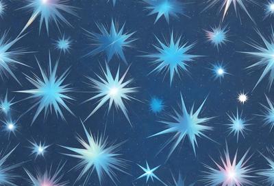 The primary subject of the image is a pattern of blue stars against a dark blue background. The setting appears to be a night sky, with the stars being the main focus of the image. The visual style is a combination of digital art and illustration, creating a vibrant and lively atmosphere. The dominant colors are blue and black, with the blue stars standing out against the dark blue background.